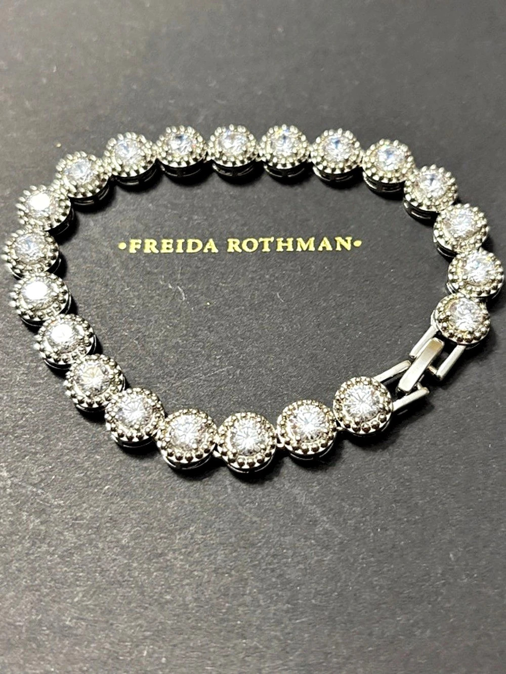 Freida Rothman Vault. Crystal Link Bracelet in Silver Like New